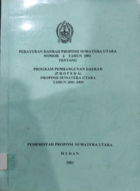 Image of Peraturan Daerah Propinsi Sumatera Utara Nomor 6 Tahun 2001